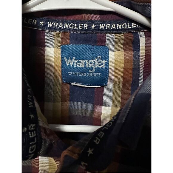 Vintage 90's Wrangler Western Cowboy Striped Button Up Shirt Size Large - Picture 3 of 3